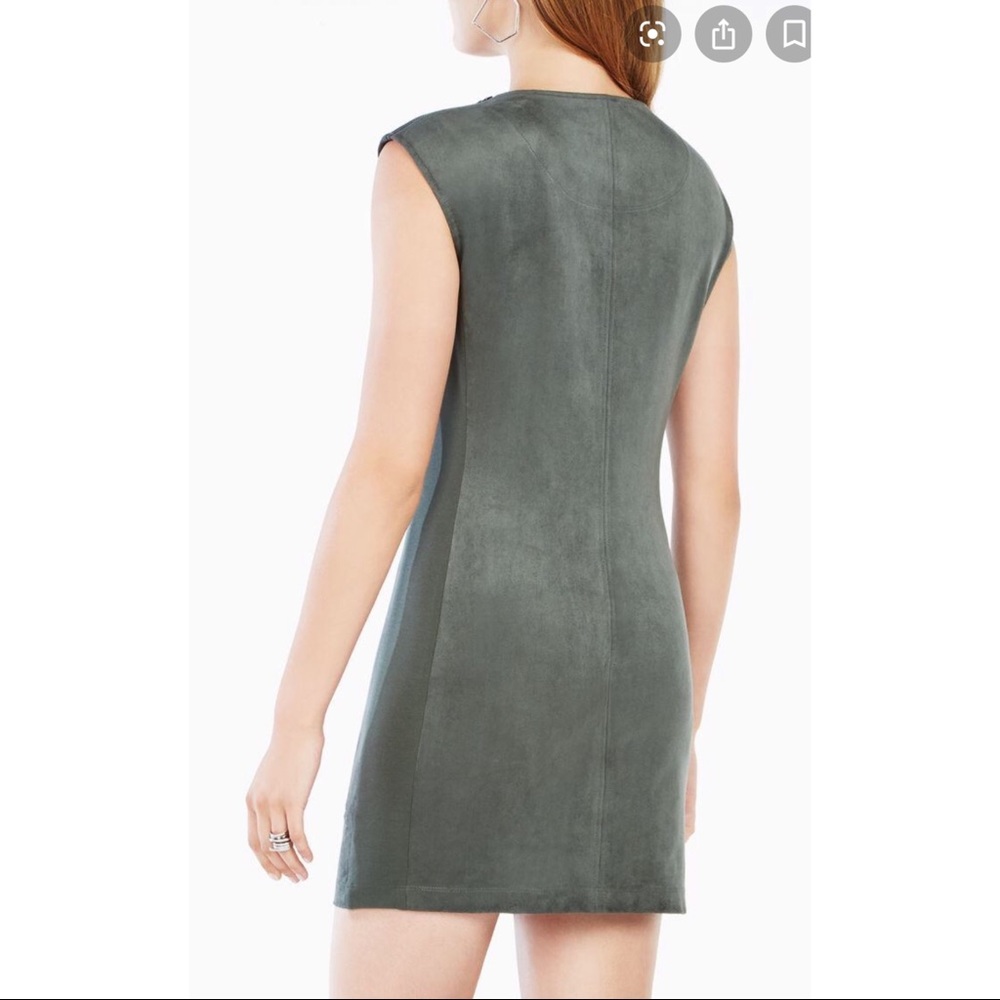 BCBG MaxAzria Karlee Gray Faux Suede Shift Dress M - Picture 6 of 6